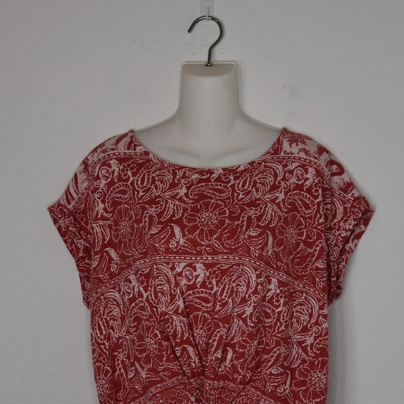 Lucky Brand Floral Knot Front Top Sz M Sunflower Crop Oversized Modal Blend Boho - Picture 2 of 16